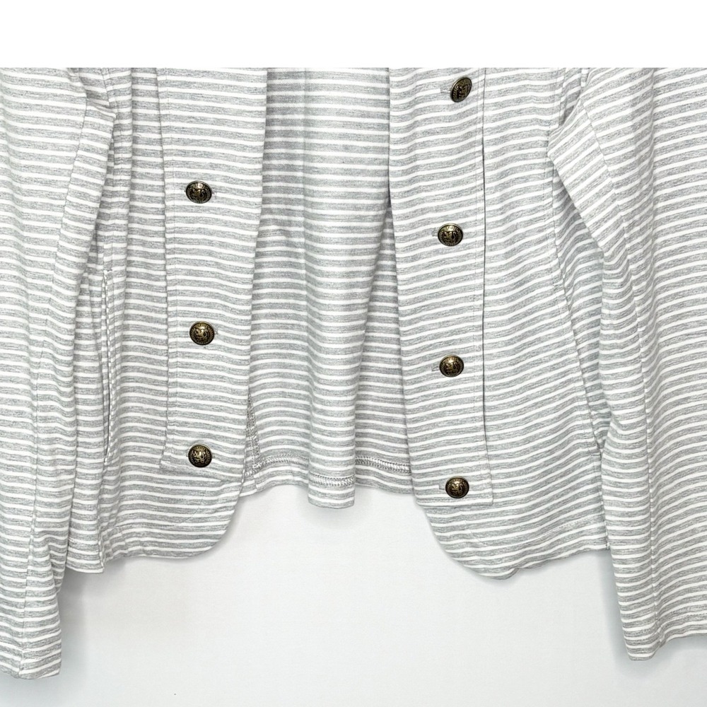 Tommy Hilfiger Womens XL Gray White Striped Military Band Jacket Crest Buttons - Picture 5 of 9
